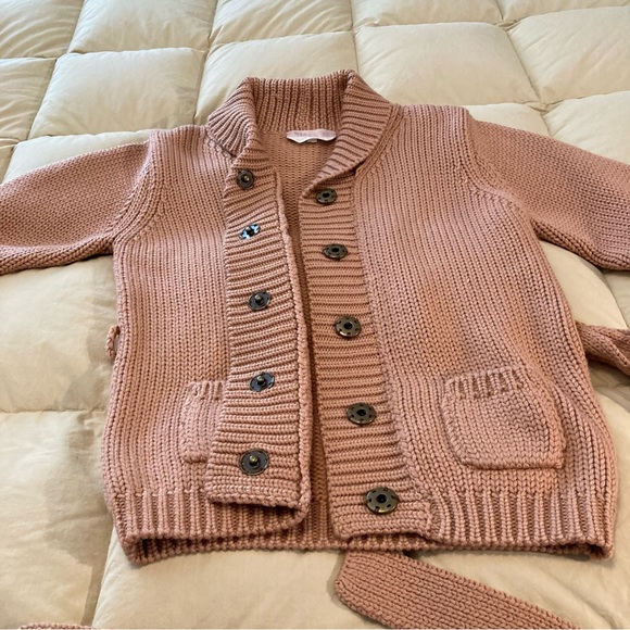 Keco Kids Cardigan With Tie belt 100% Merino Wool Sit 7:8 - Picture 3 of 6